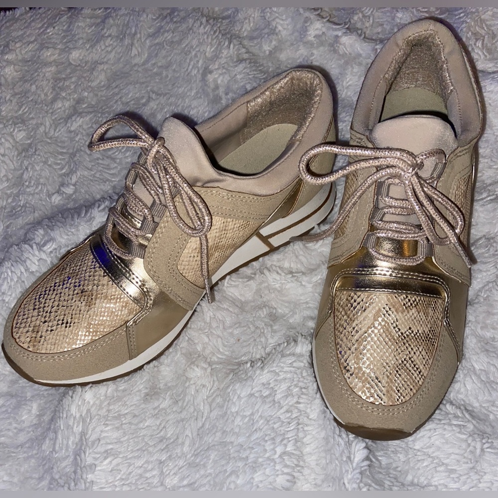Gold Soda Snakeskin Sneakers
